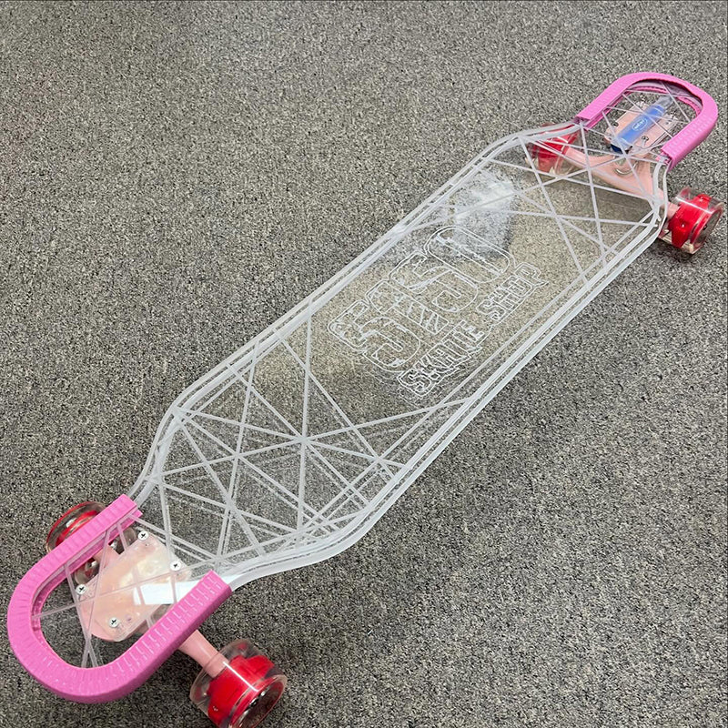 Ghost Boards X 5150 Skate Shop 39" LED Custom Complete Longboard Topograph Metallic Pink Trucks/LED Red Wheels #B2