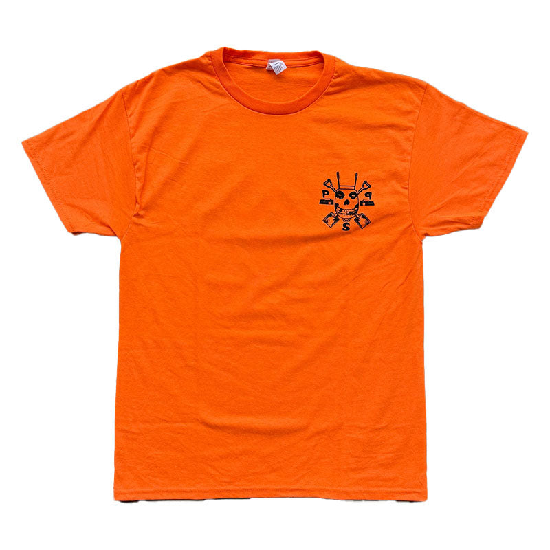 Pocket Pistols PPS SkullBarrow Tee Road Crew Short Sleeve Safety Orange (LARGE)