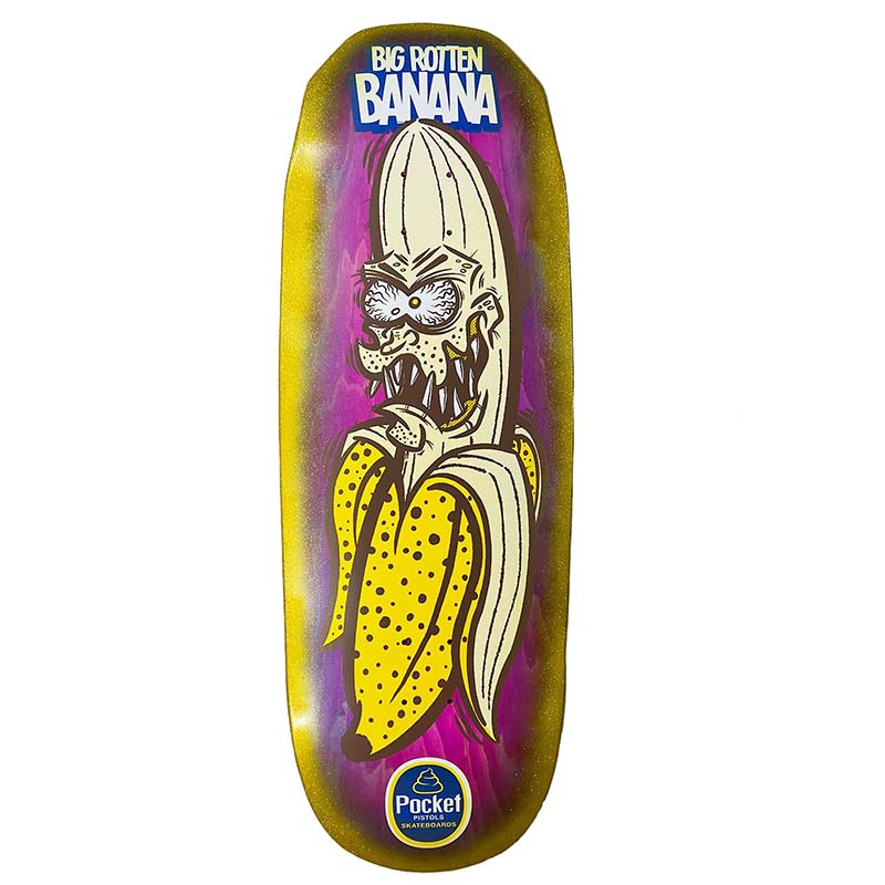 Pocket Pistols (PPS) 10.75" Big Rotten Banana Gigante Pink Stain Yellow Fade Glitter Skateboard Deck