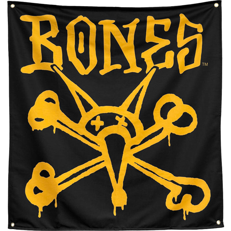 BONES WHEELS Vato Rat Banner 34" x 36" BLACK / GOLD