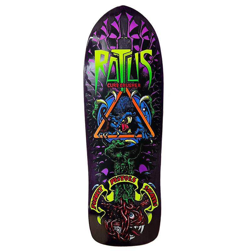 Pocket Pistols 10.25" PPS Rattus Curb Crusher PURPLE STAIN Skateboard Deck