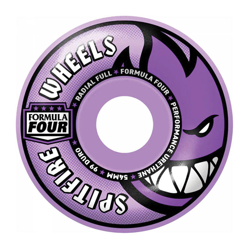 Spitfire 54mm 99a F4  RADIAL FULL COLORS LT.PURPLE Skateboard Wheels 4pk