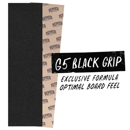 Pepper 10.5" x 33.5" G5 Black Skateboard Grip Tape