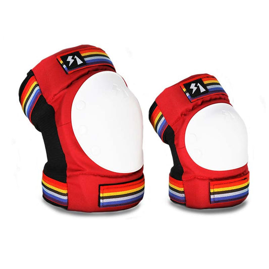 S1 Park Knee and Elbow Pad Sets - Retro Red/Rainbow