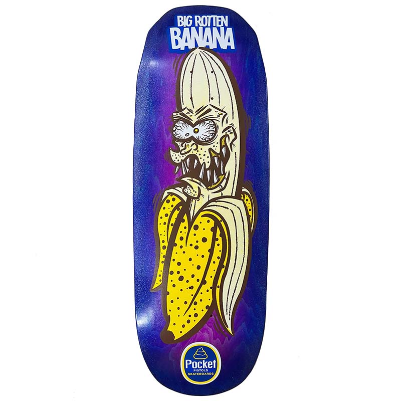 Pocket Pistols (PPS) 10.75" Big Rotten Banana Gigante Purple Stain Blue Fade Glitter Skateboard Deck