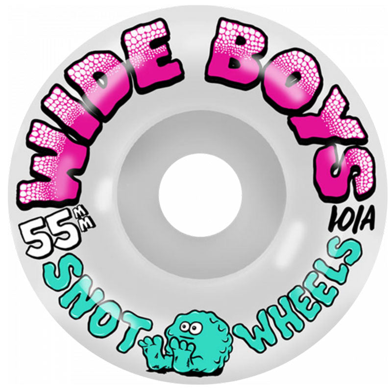 Snot Wheel Co. 55mm 101a WIDE BOYS WHITE GLOW Skateboard Wheels 4pk