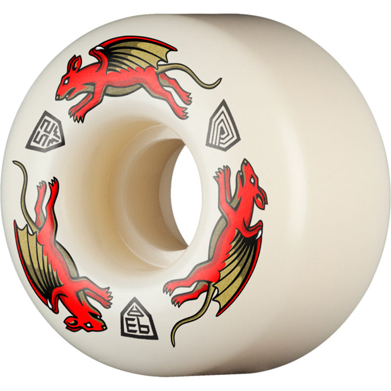 Powell Peralta Nano Rats Dragons 93A - AV4 Asymmetrical Shape - Medium Ride Patch - 52mm x 34mm 93A AV4 Skateboard Wheels 4pk