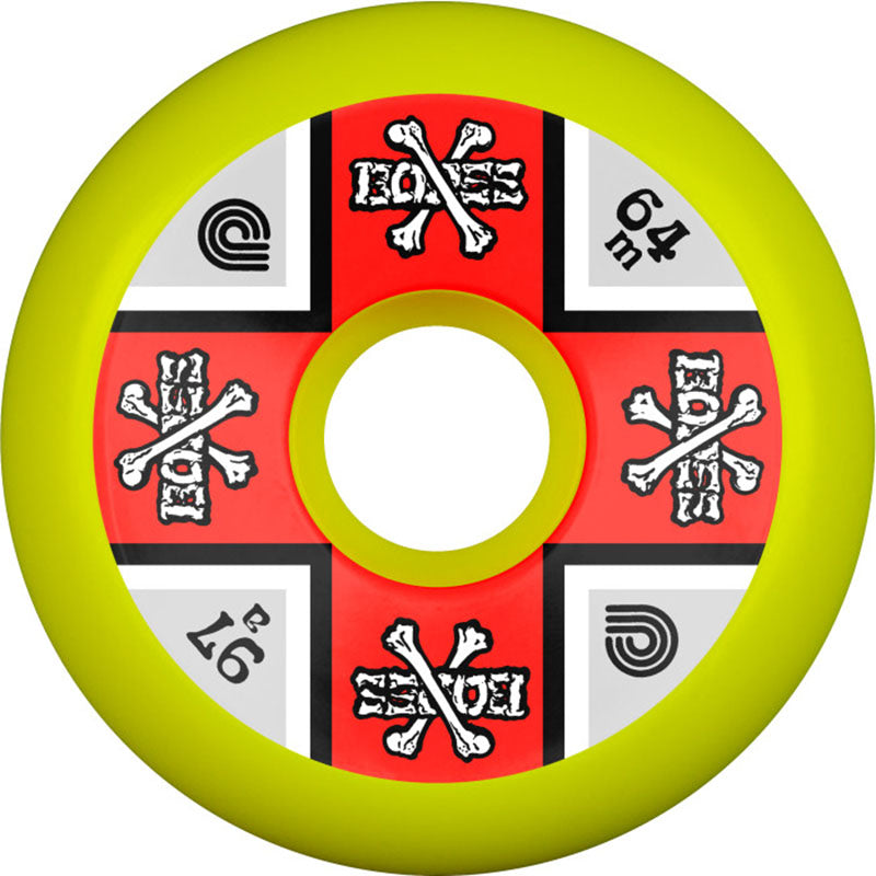 Powell Peralta 64mm 97a Cross Bones Yellow Skateboard Wheels(4 pack)