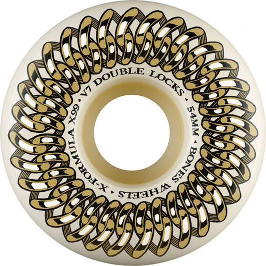 BONES WHEELS X-Formula Double Lock V7 54mm 99A White Skateboard Wheels 4pk