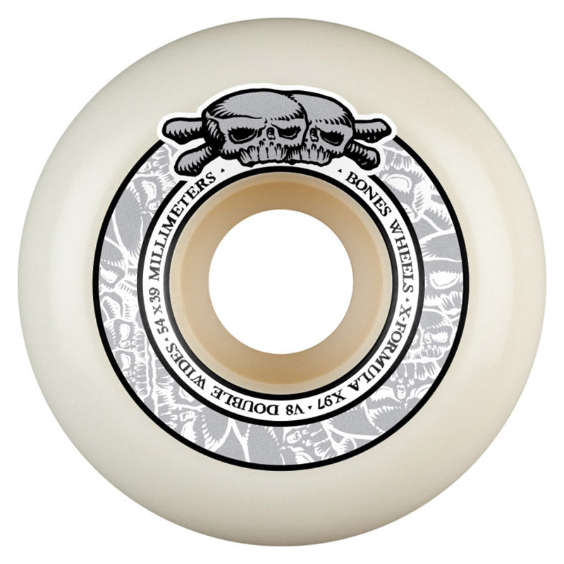 BONES WHEELS X-Formula Skateboard Wheels Double Wides V8 54mm X97 4PK White