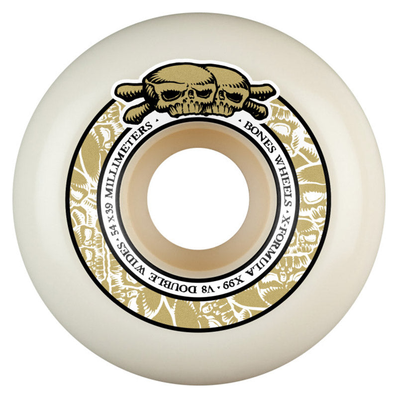 BONES WHEELS X-Formula Skateboard Wheels Double Wides V8 54mm X99 4PK White