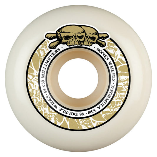 BONES WHEELS X-Formula Skateboard Wheels Double Wides V8 54mm X99 4PK White