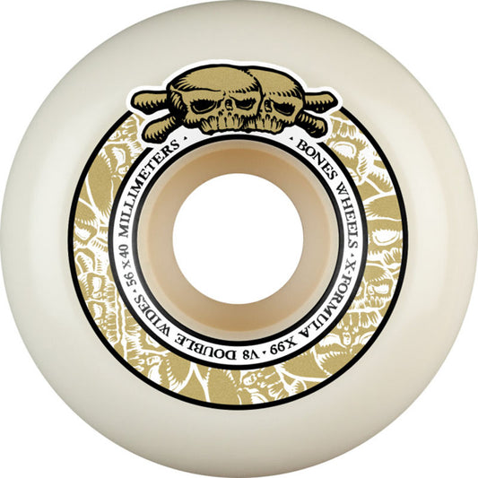 BONES WHEELS X-Formula Skateboard Wheels Double Wides V8 56mm X99 4pk White