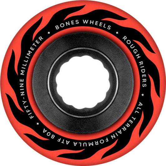 BONES WHEELS ATF Rough Rider Skateboard Wheels ETERNAL FLAME 59MM ROUGH RIDERS 80A RED 4PK