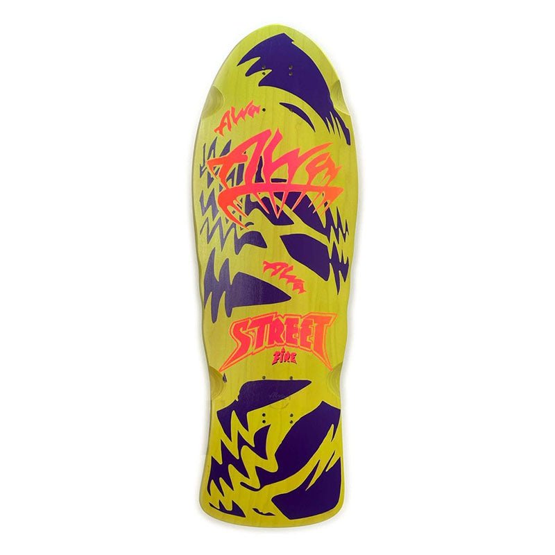 Alva 10.25" x 29.75" STREET FIRE Green W/Blue. Red Logo Skateboard Deck
