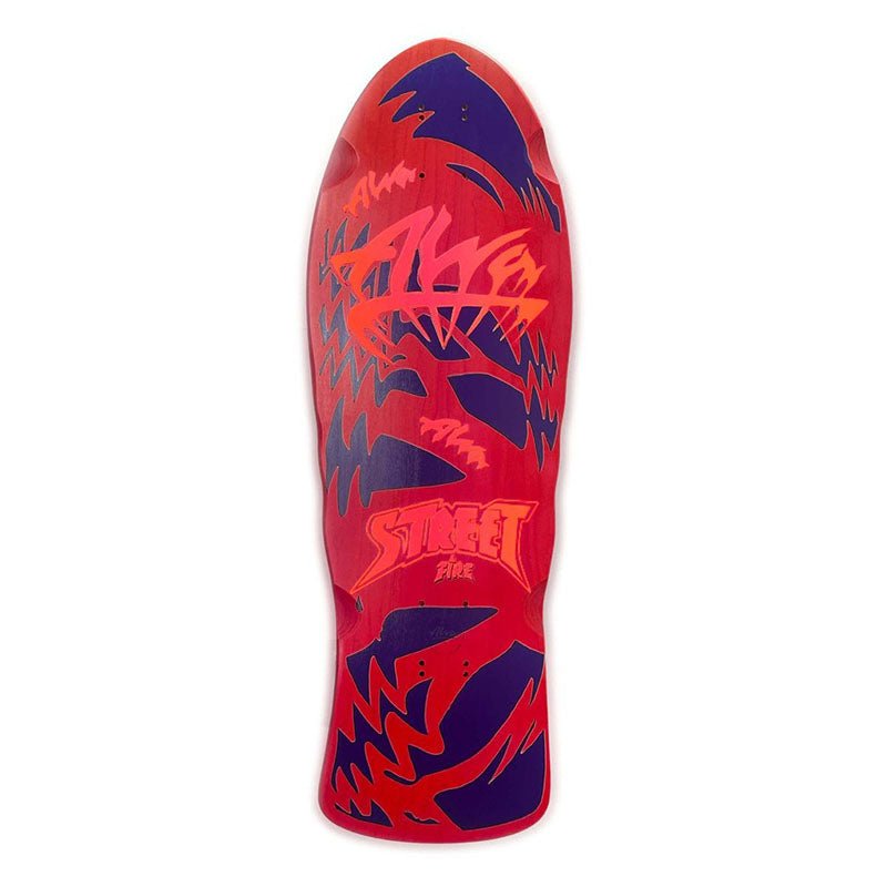Alva 10.25" x 29.75" STREET FIRE Red With Purple/Orange. Pink Logo Skateboard Deck