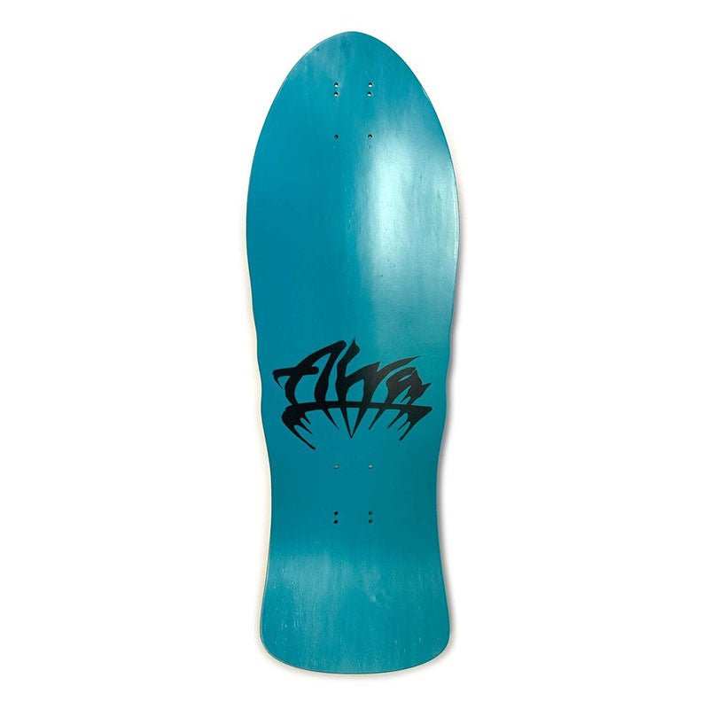 Alva 10.25" x 29.75" STREET FIRE Turquoise W/Orange. Pink Logo Skateboard Deck