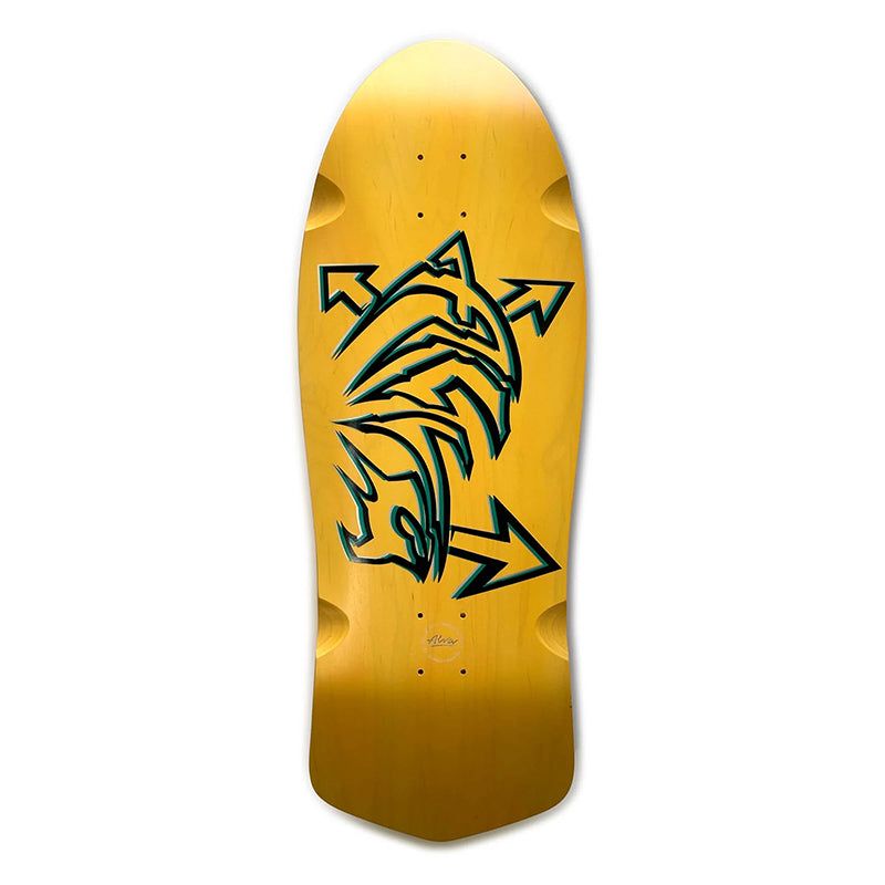 Alva 11.125" x  30.75" DOLPHIN YELLOW/SILVER/TEAL/BLACK Skateboard Deck 5150 Skate Shop