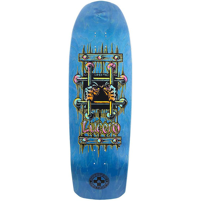 Black Label 10" x 32.875" John Lucero OG Bars Cross BLUE STAIN Shaped Skateboard Deck-5150 Skate Shop