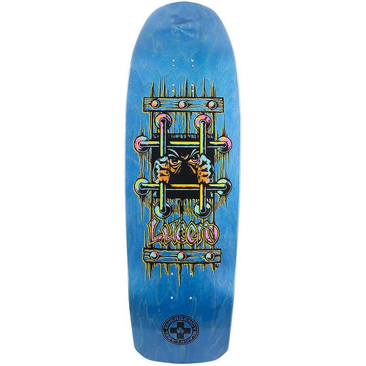 Black Label 10" x 32.875" John Lucero OG Bars Cross BLUE STAIN Shaped Skateboard Deck-5150 Skate Shop