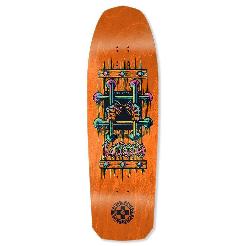 Black Label 10" x 32.875" John Lucero OG Bars Cross ORANGE STAIN Shaped Skateboard Deck - 5150 Skate Shop