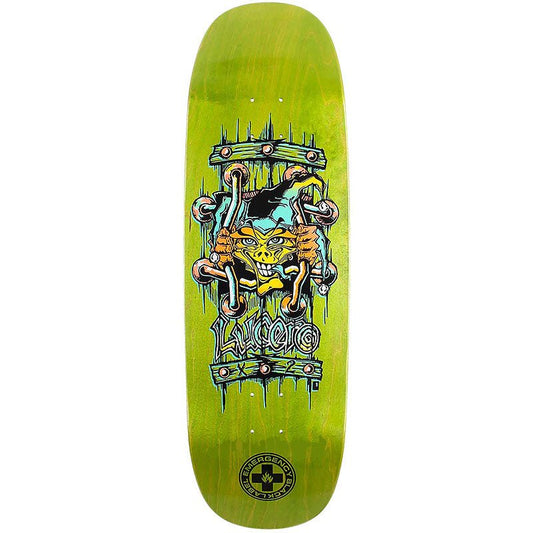 Black Label 9.5" x 32.125" John Lucero X2 Tugboat Shaped LIME STAIN Skateboard Deck - 5150 Skate Shop