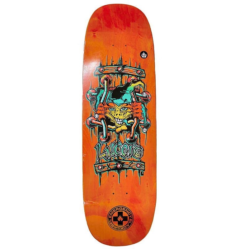 Black Label 9.5" x 32.125" John Lucero X2 Tugboat Shaped ORANGE STAIN Skateboard Deck-5150 Skate Shop