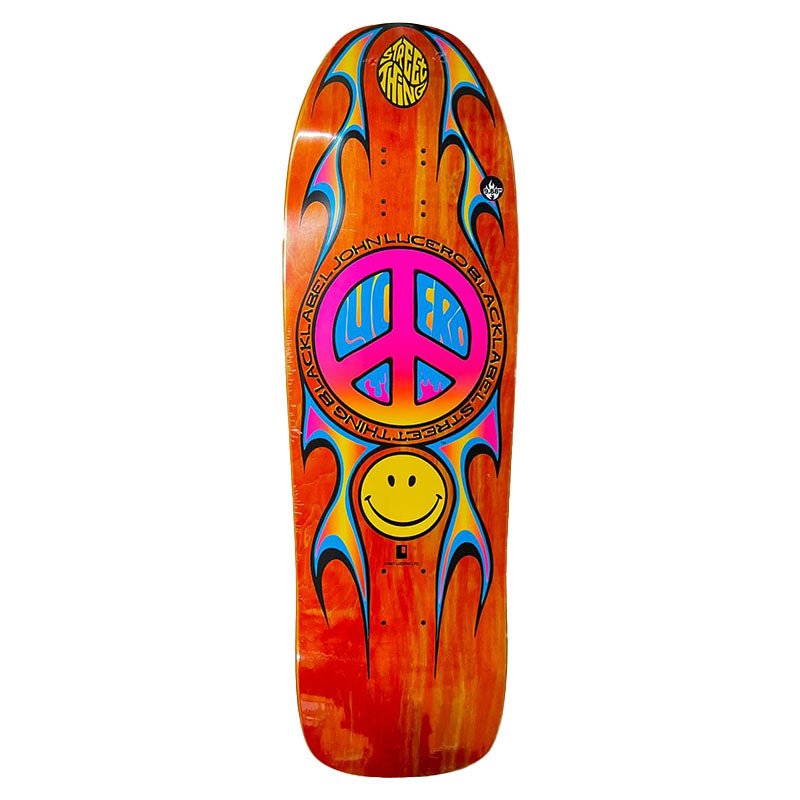 Black Label 9.88" LUCERO STREET THING SHAPED Orange Stain Skateboard Deck - 5150 Skate Shop