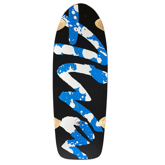 ALVA 10.5" x 30.5" OG Logo FLAT BLACK/BLUE PEARL WHITE Splatter Skateboard Deck
