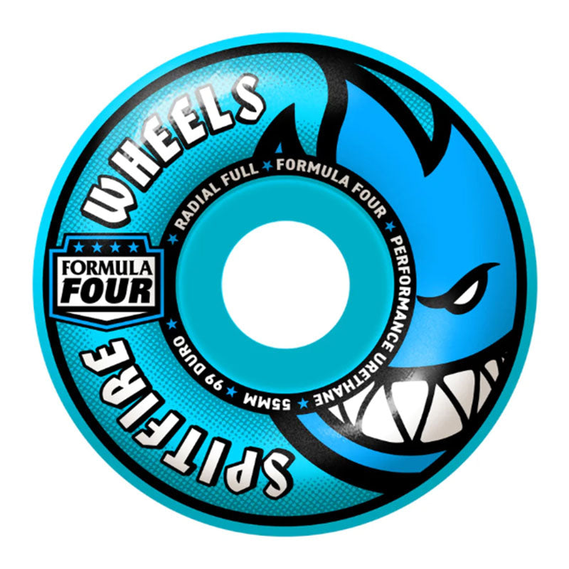 Spitfire 55mm 99a F4 RADIAL FULL COLORS LT.BLUE Skateboard Wheels 4pk