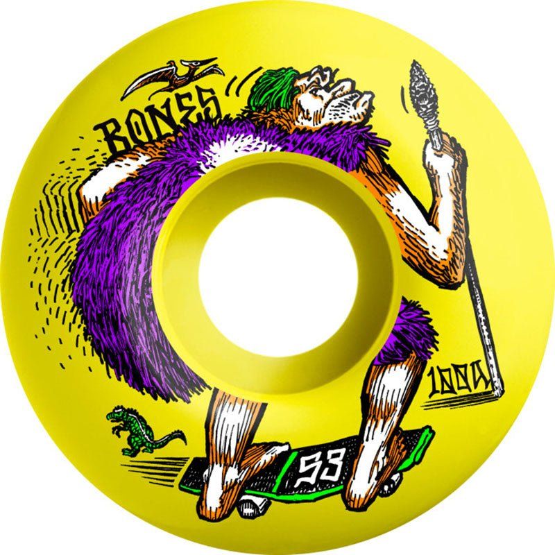 Bones 53mm 100a OG Formula NEONderthal V4 Wide 100,s Yellow Skateboard Wheels 4pk 5150 Skate Shop