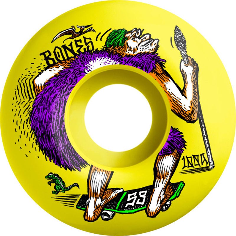 Bones 53mm 100a OG Formula NEONderthal V4 Wide 100,s Yellow Skateboard Wheels 4pk - 5150 Skate Shop