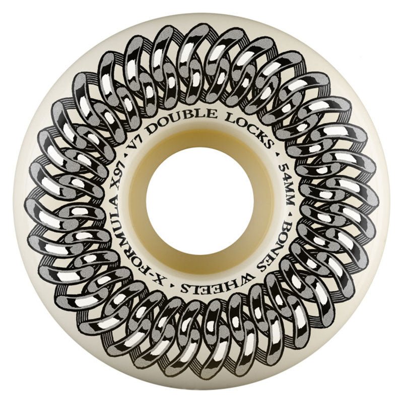 Bones 54mm 97a X - Formula Skateboard Wheels Double Lock V7 White Skateboard Wheels 4pk - 5150 Skate Shop