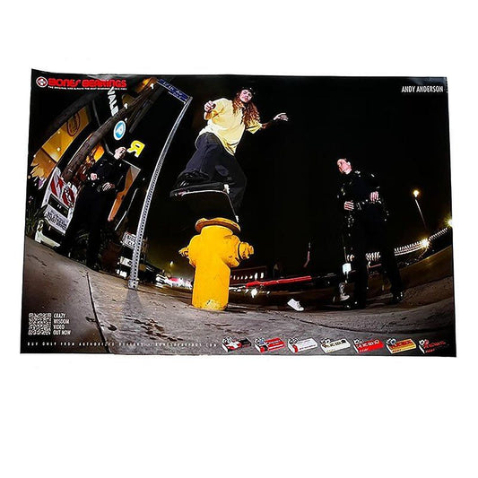 Bones Bearings 36" x 24" Andy Anderson Fire Hydrant Poster 5150 Skate Shop