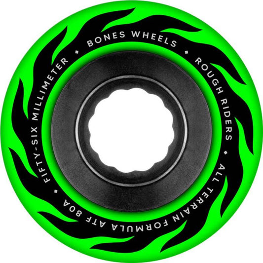 BONES WHEELS ATF Rough Rider Skateboard Wheels ETERNAL FLAME 56MM ROUGH RIDERS 80A GRN 4PK 5150 Skate Shop