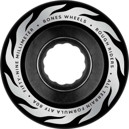 BONES WHEELS ATF Rough Rider Skateboard Wheels ETERNAL FLAME 59MM ROUGH RIDERS 80A BLK 4PK 5150 Skate Shop