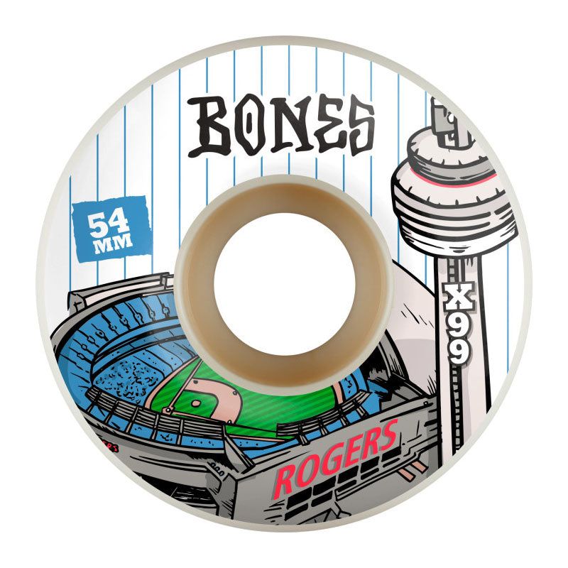 BONES WHEELS X-Formula 54mm 99A Rogers Centre V1 White Skateboard Wheels 4pk 5150 Skate Shop