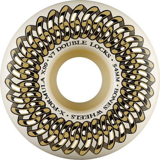 BONES WHEELS X-Formula Double Lock V7 54mm 99A White Skateboard Wheels 4pk 5150 Skate Shop