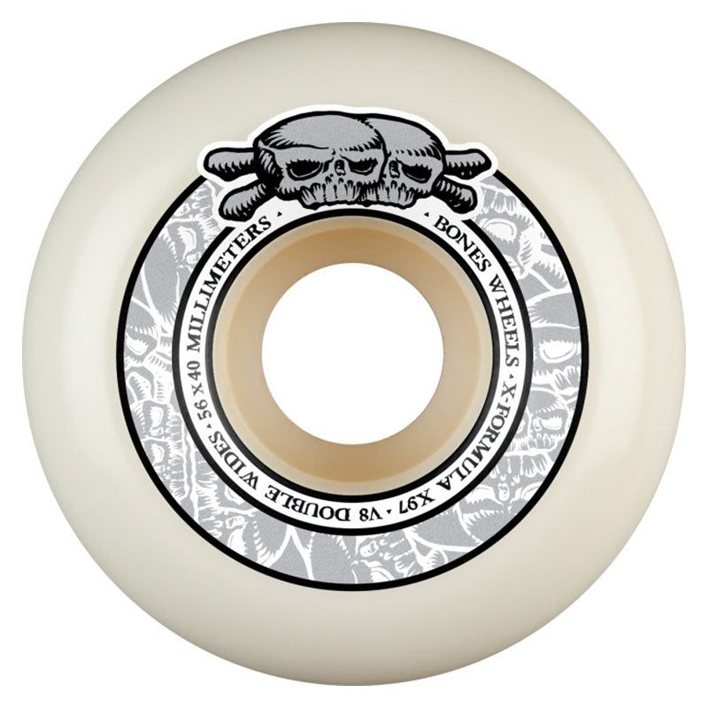 BONES WHEELS X-Formula Skateboard Wheels Double Wides V8 56mm X97 4PK White 5150 Skate Shop