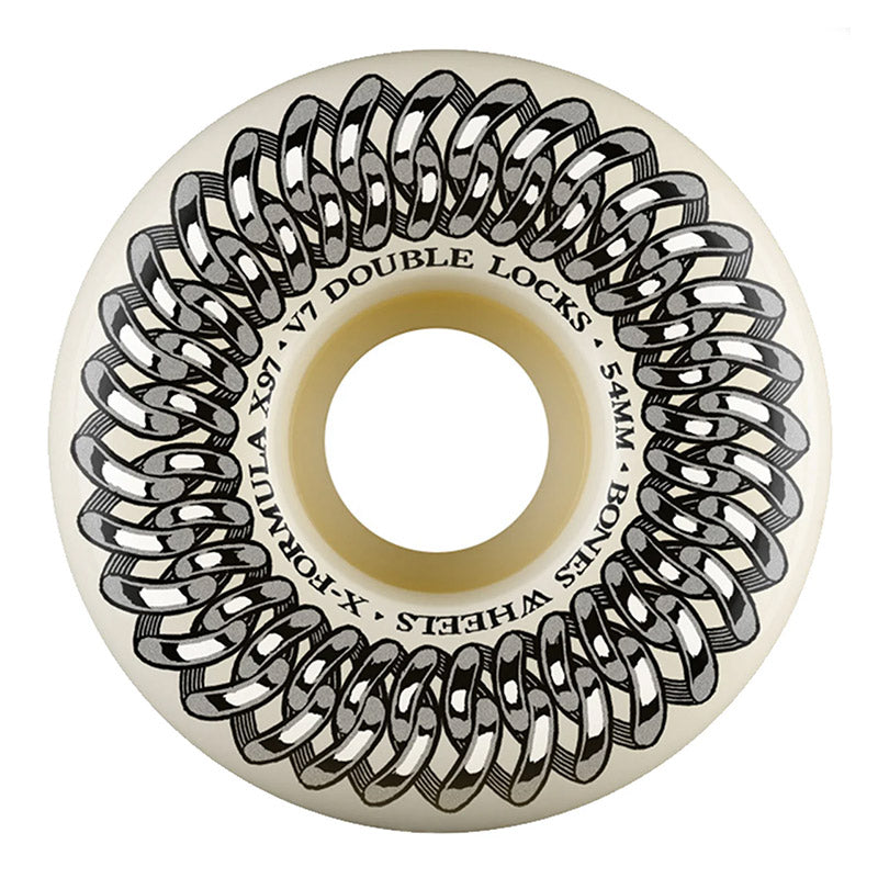 BONES WHEELS X-Formula Skateboard Wheels Double Lock V7 54mm 97A 4PK White