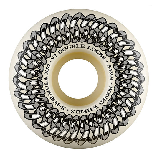 BONES WHEELS X-Formula Skateboard Wheels Double Lock V7 54mm 97A 4PK White