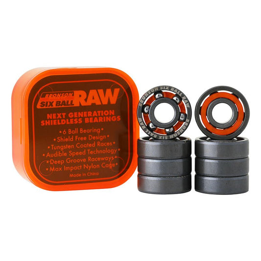 Bronson Speed Co. 6 - Ball Raw Skateboard Bearings (8 Pack)