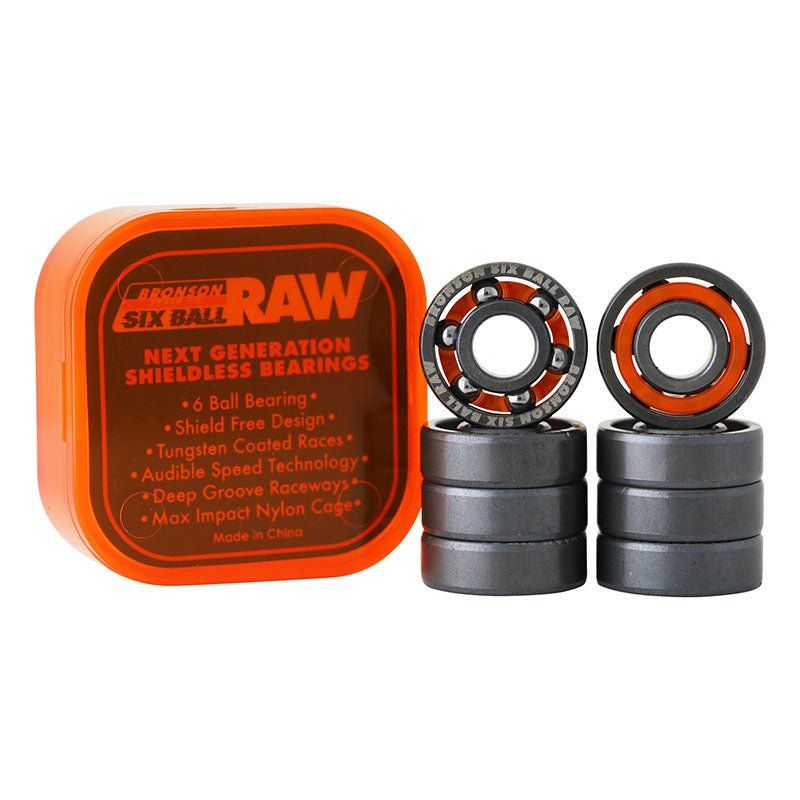 Bronson Speed Co. 6-Ball Raw Skateboard Bearings (8 Pack) 5150 Skate Shop