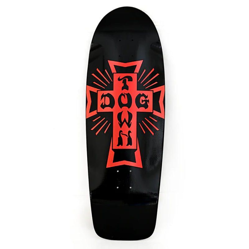 Dogtown 10" x 30.575" Cross Logo 70s Rider Gloss Black / Metallic Red Cross Skateboard Deck 5150 Skate Shop