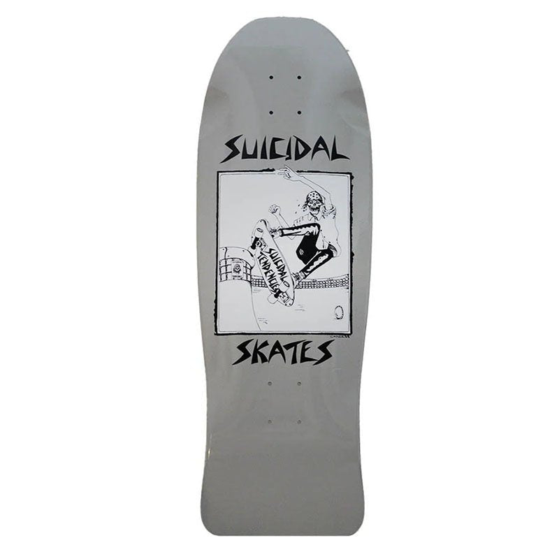 Dogtown 10.125" x 30.325" Suicidal Skates Pool Skater 80s Reissue Grey Dip Skateboard Deck - 5150 Skate Shop