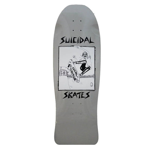 Dogtown 10.125" x 30.325" Suicidal Skates Pool Skater 80s Reissue Grey Dip Skateboard Deck - 5150 Skate Shop