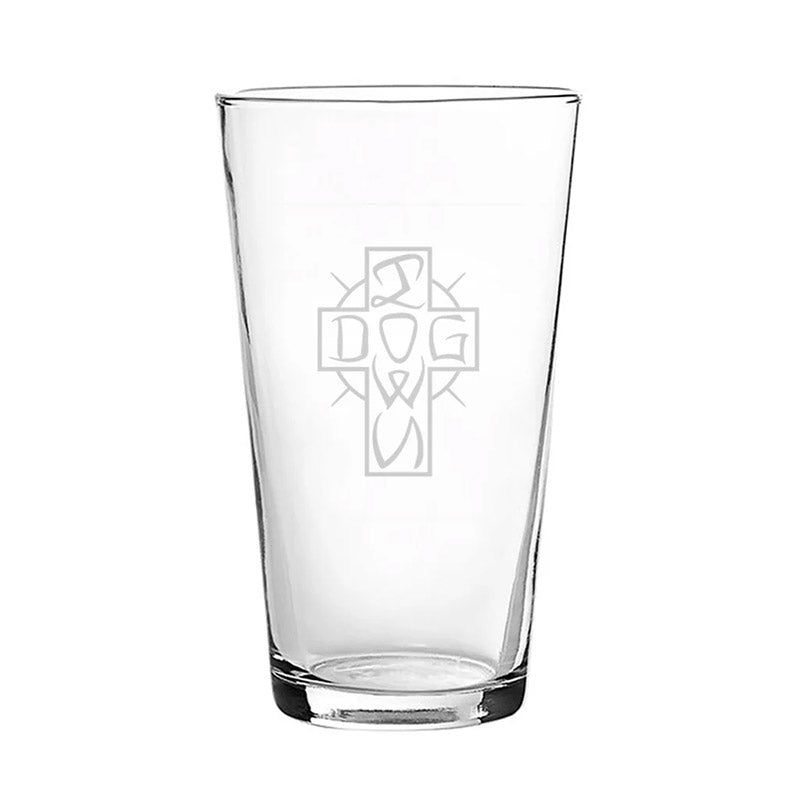 Dogtown 16 oz Clear Etch Ese Cross Pint Glass 5150 Skate Shop