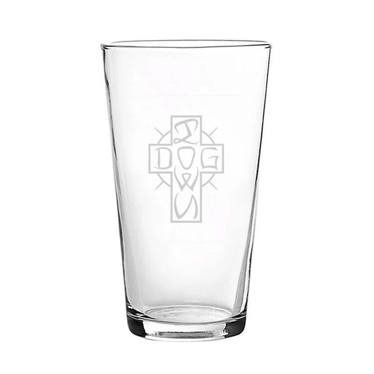 Dogtown 16 oz Clear Etch Ese Cross Pint Glass 5150 Skate Shop