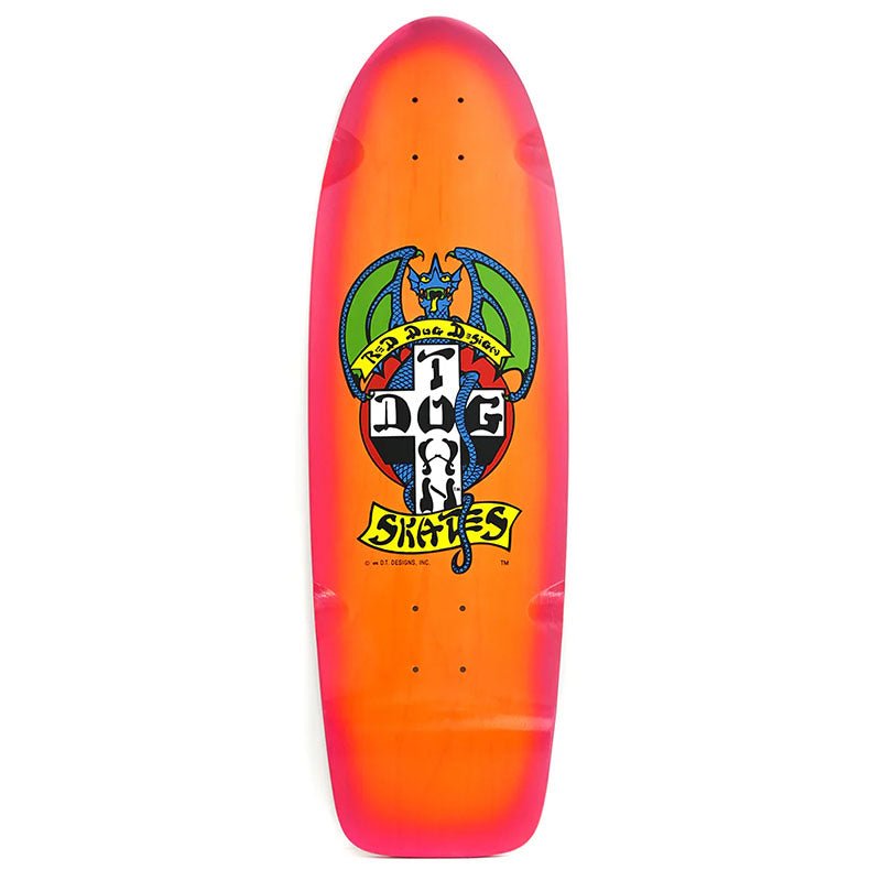 Dogtown 9" x 30" Red Dog OG 70s Classic Transparent Orange/ Magenta Fade Skateboard Deck