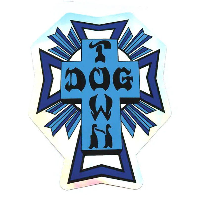 Dogtown Skateboards 4" Blue Cross Logo Hologaphic Sticker 5150 Skate Shop